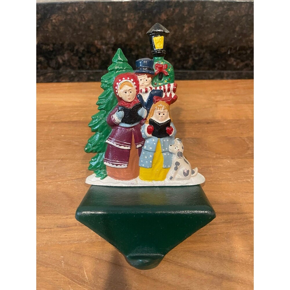 Cast Iron Dickens Carolers Christmas Stocking Holder